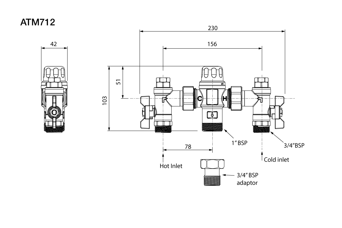 Aquablend: 1000 Lead Free Thermostatic Mixing Valve