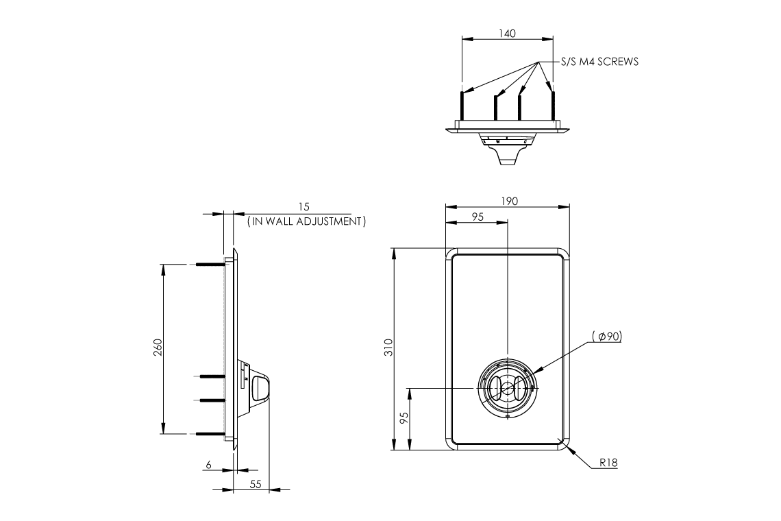 Aquablend Restore Thermostatic Sequential Wall Mixer - Front-of-Wall Assembly