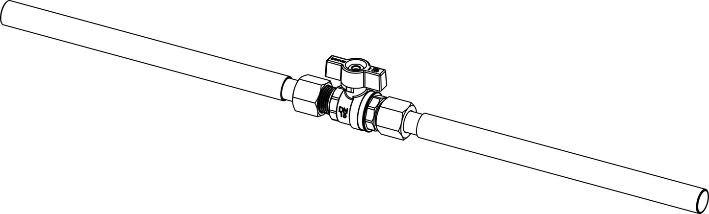 Ball Valve Assembly with 20mm Inlet and Outlet Tails