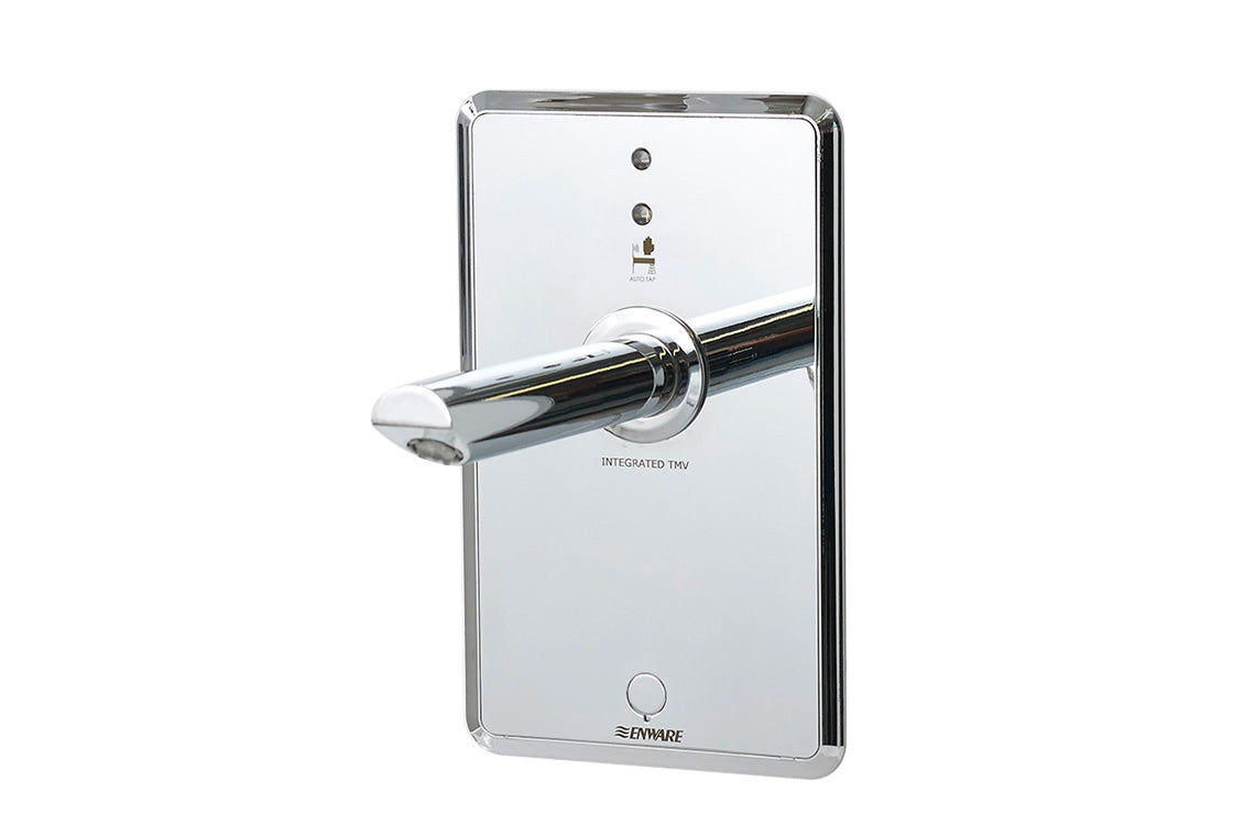 Aquablend: eSQX - Touch-Free - On Demand Sensor Point-of-Use Thermostatic Wall Mixer - Front of Wall Component - 12V Mains - 230mm Spout