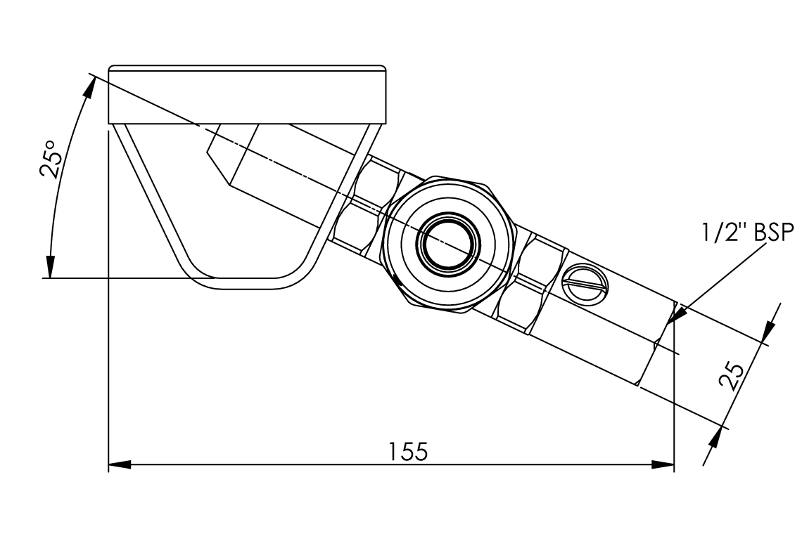 Type 63 Angled Bubbler - 15mm - Lever Action for Wallsend Trough