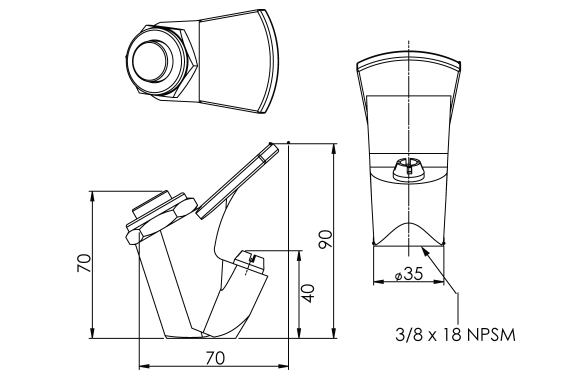Hob Mounted Bubbler - Push Button