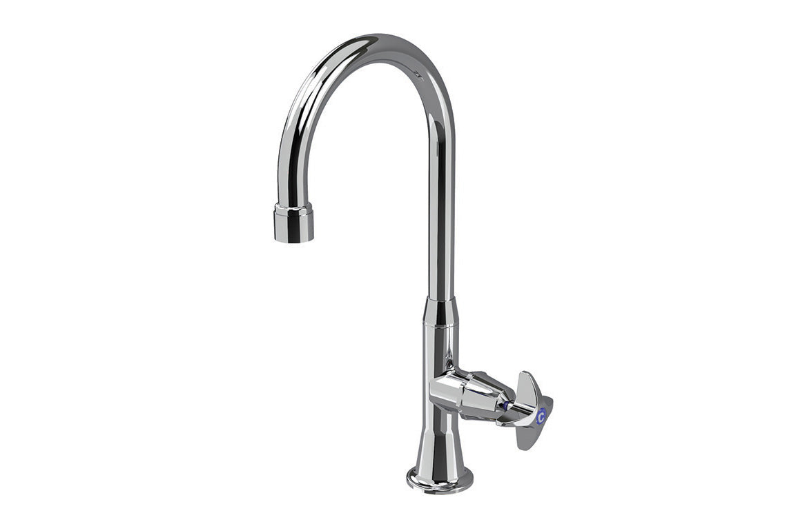 Hob Mounted Gooseneck Bottle Filler with Swivel and Fixed Spout