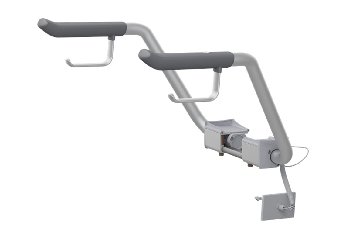Care Support Arms - Aluminium with Grey Handles and Toilet Roll Holders for Care 700 Series Toilets - with Nurse Call