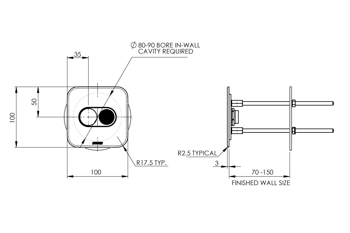 Custodian Toilet Flushing Control Panel - Single Flush