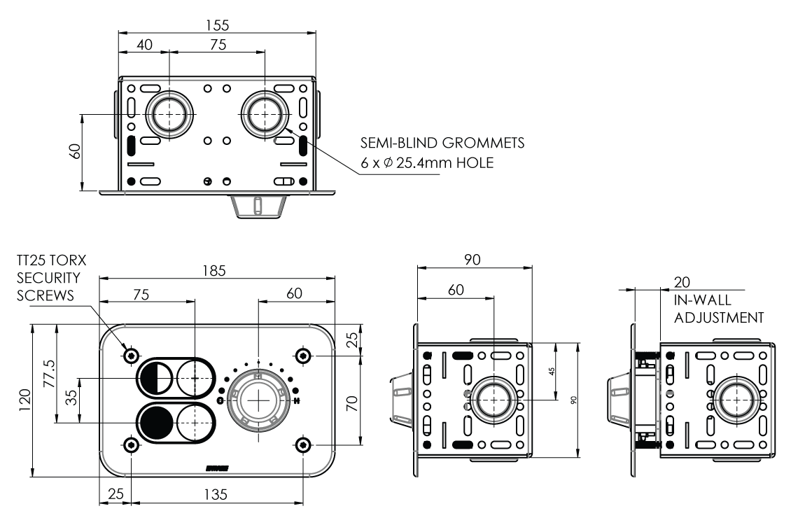Custodian Basin or Shower and Toilet Flushing Control Panel - Recess Mount