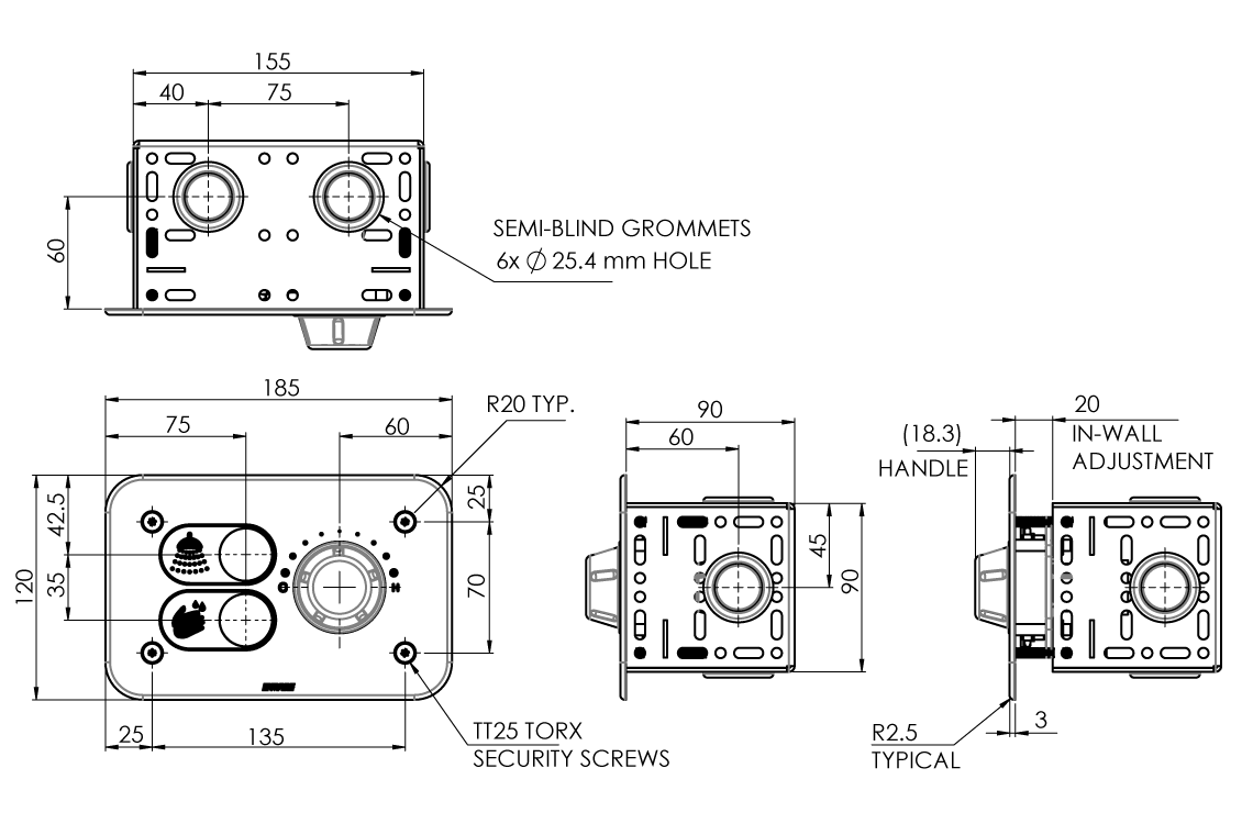 Custodian: 2-Button Basin and Shower Control Panel