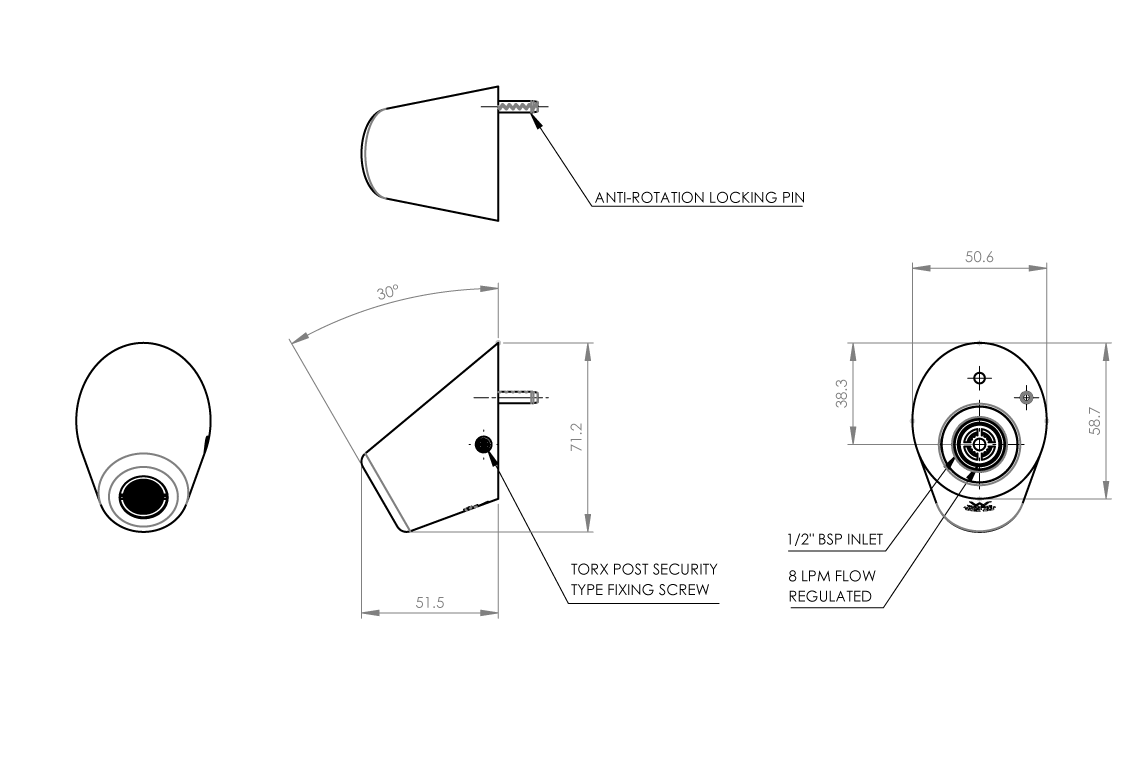 Custodian: Basin Outlet - Wall Mount