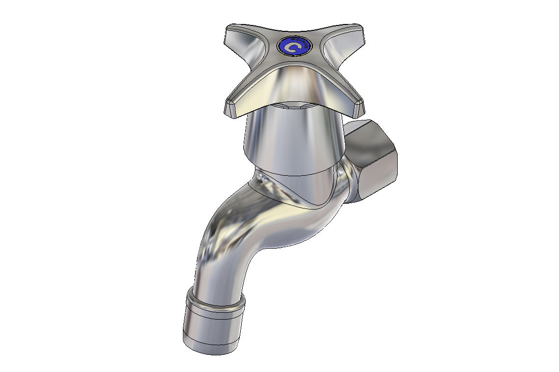 Concealed Spindle Bib Tap FI 15mm Aerated Outlet - Jumper Valve