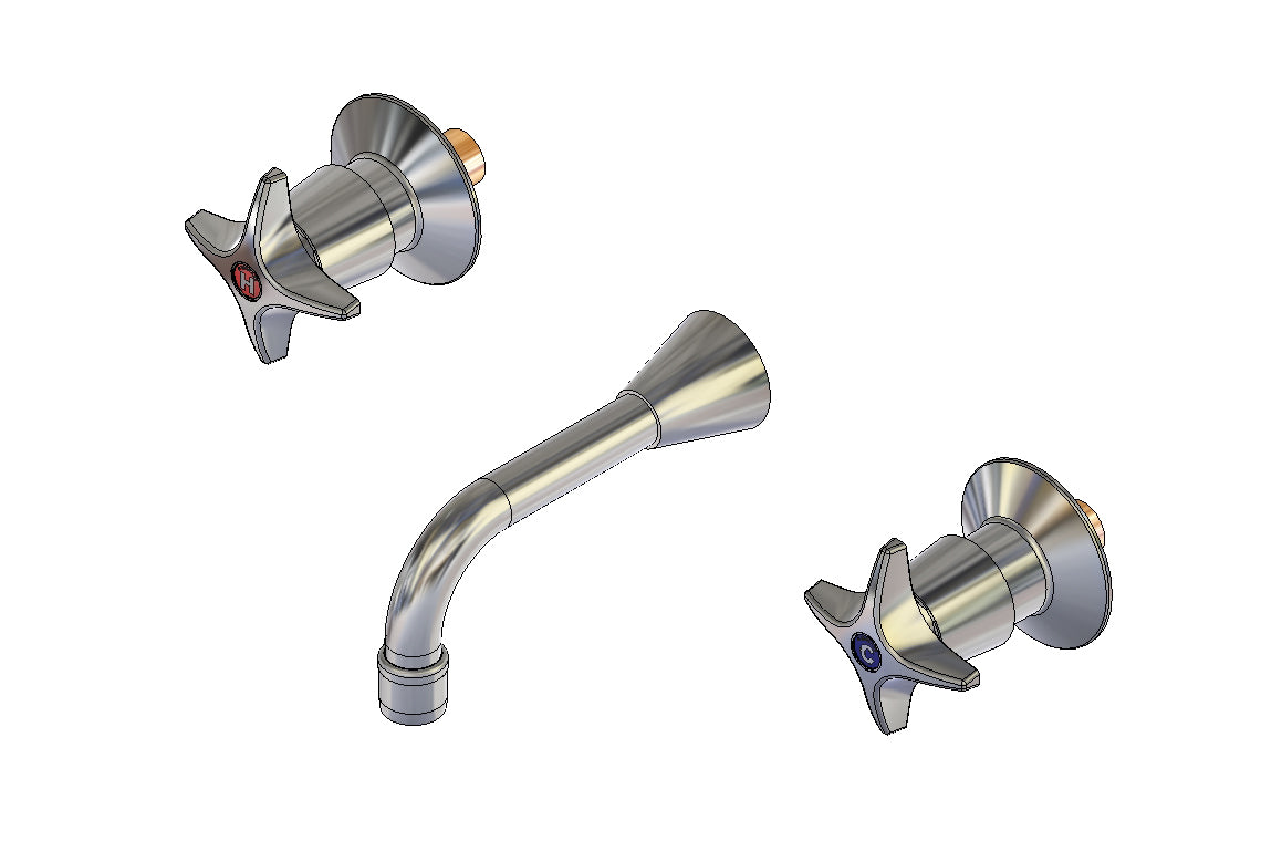 Concealed Spindle Wall Set with SP201 Fixed Aerated Spout - 1/2 Turn Ceramic Disc