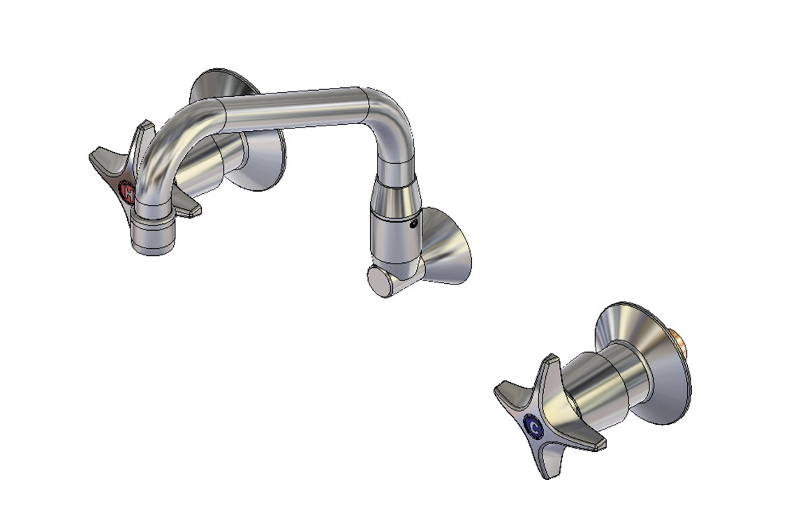 Concealed Spindle Recess Set with SP110 Swivel Aerated Spout - 1/2 Turn Ceramic Disc