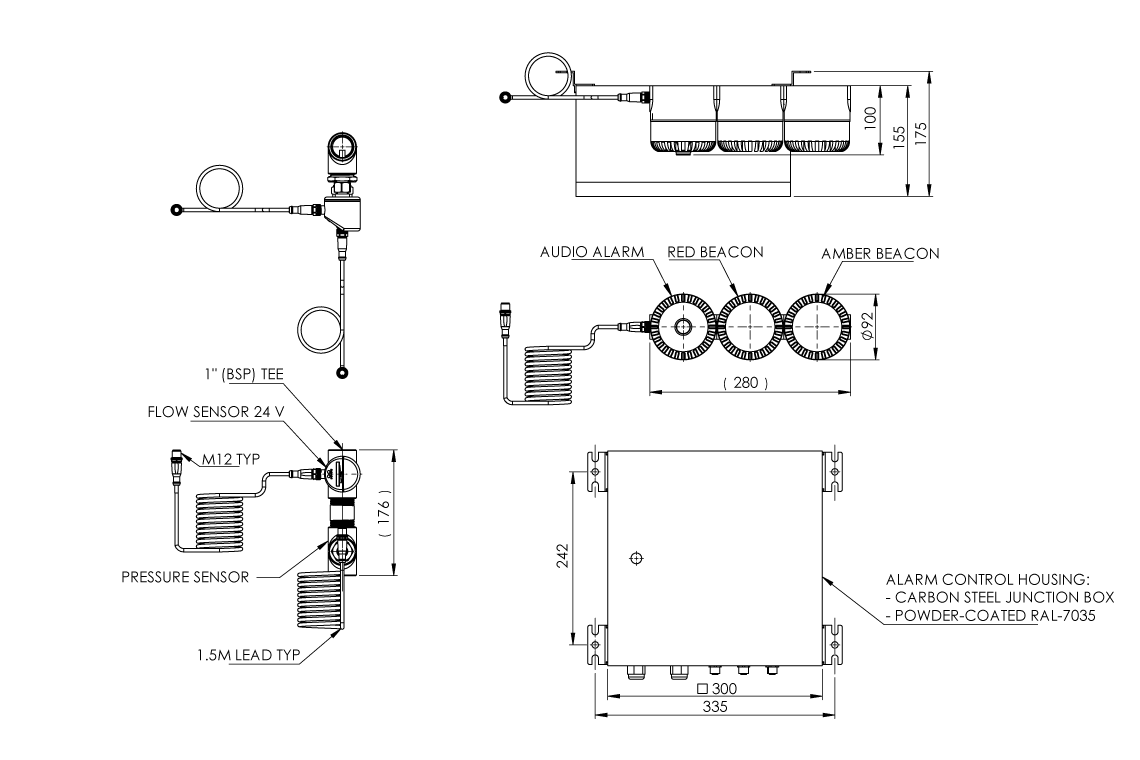 Plug and Play Alarm System with Combination Audio Visual and BMS Capability