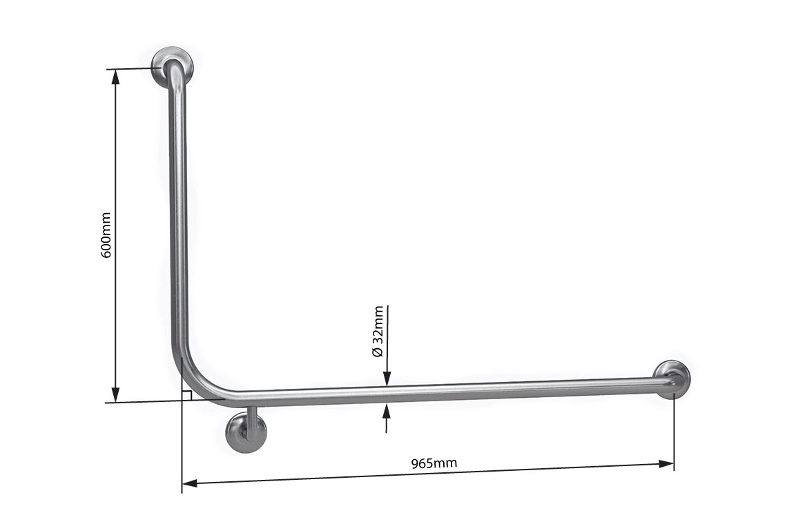 Wellbeing Grab Rail 965mm 90° - Right Hand