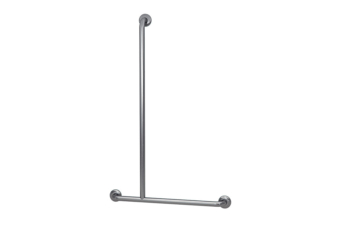 Wellbeing T-Shaped Shower Grab Rail - Left Hand - Brushed Stainless Steel