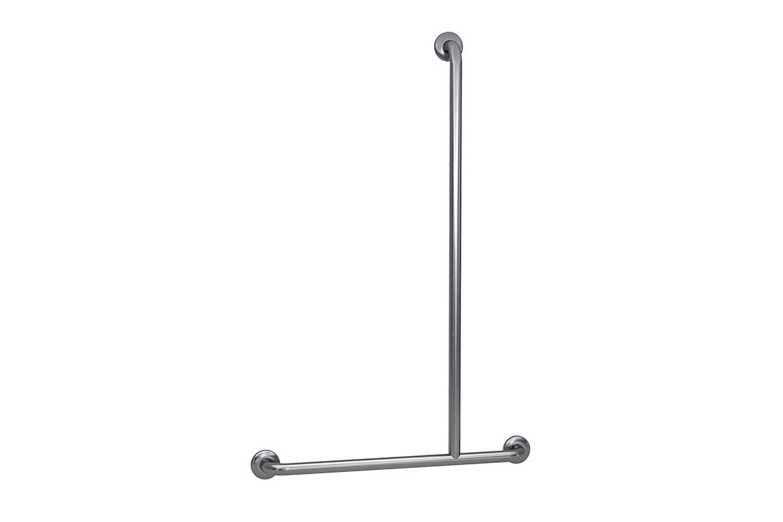 Wellbeing T-Shaped Shower Grab Rail - Right Hand - Brushed Stainless Steel