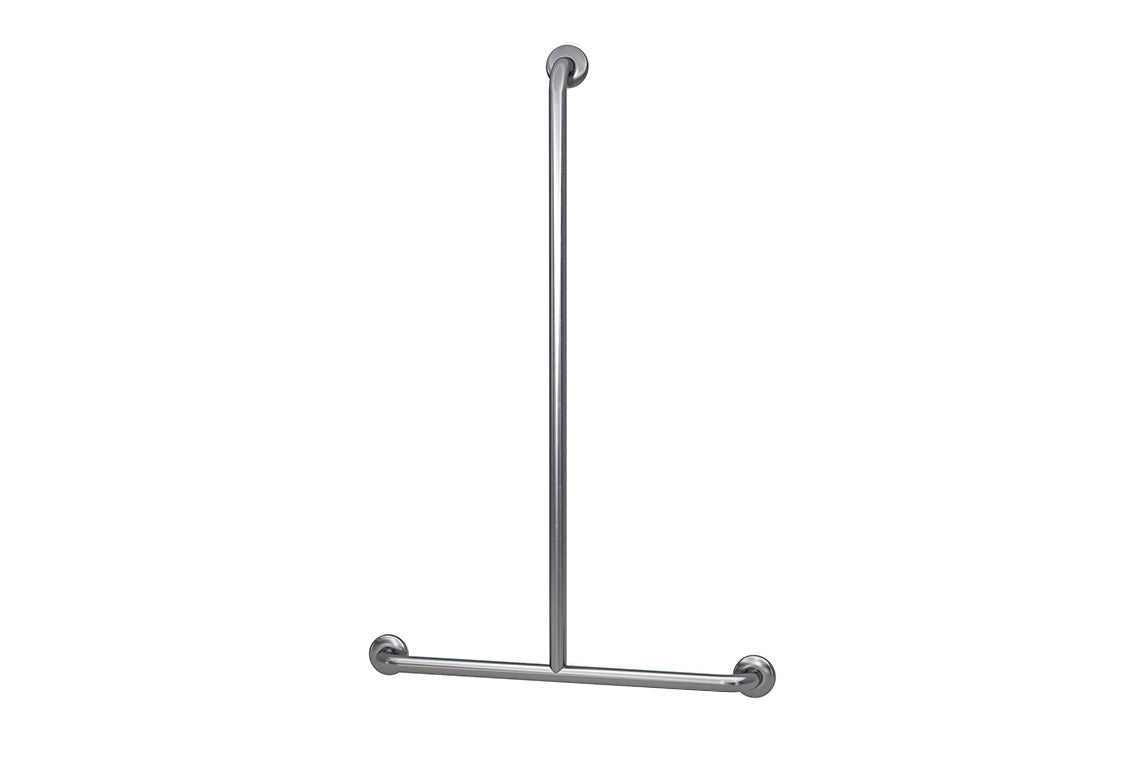 Wellbeing T-Shaped Shower Grab Rail - Centre - Brushed Stainless Steel