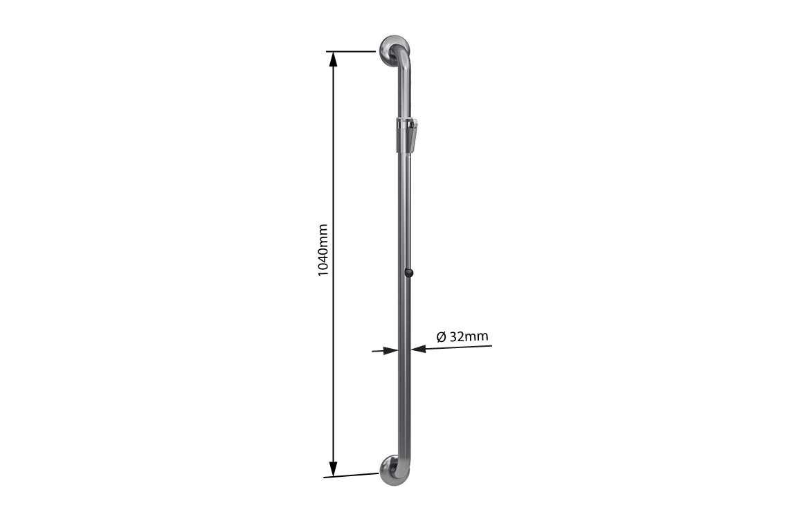 Wellbeing Grab Rail Shower Kit - 1040mm Straight - Brushed Stainless Steel