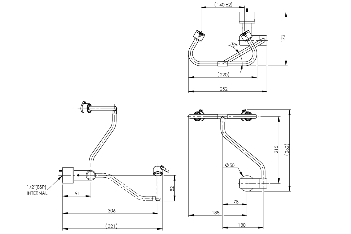 Eye Wash: Pull Down - Wall Mounted- Short Version