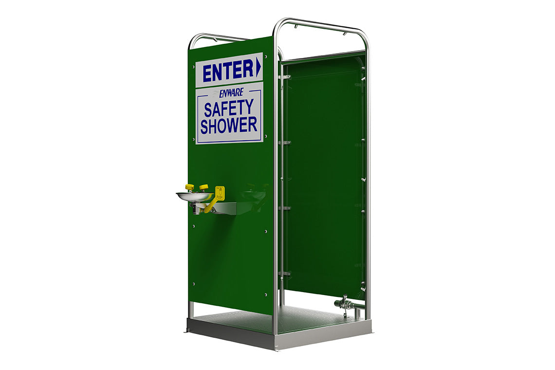 Multi-spray Shower: Free Standing Platform Operated and Hand Operated Eye/Face Wash