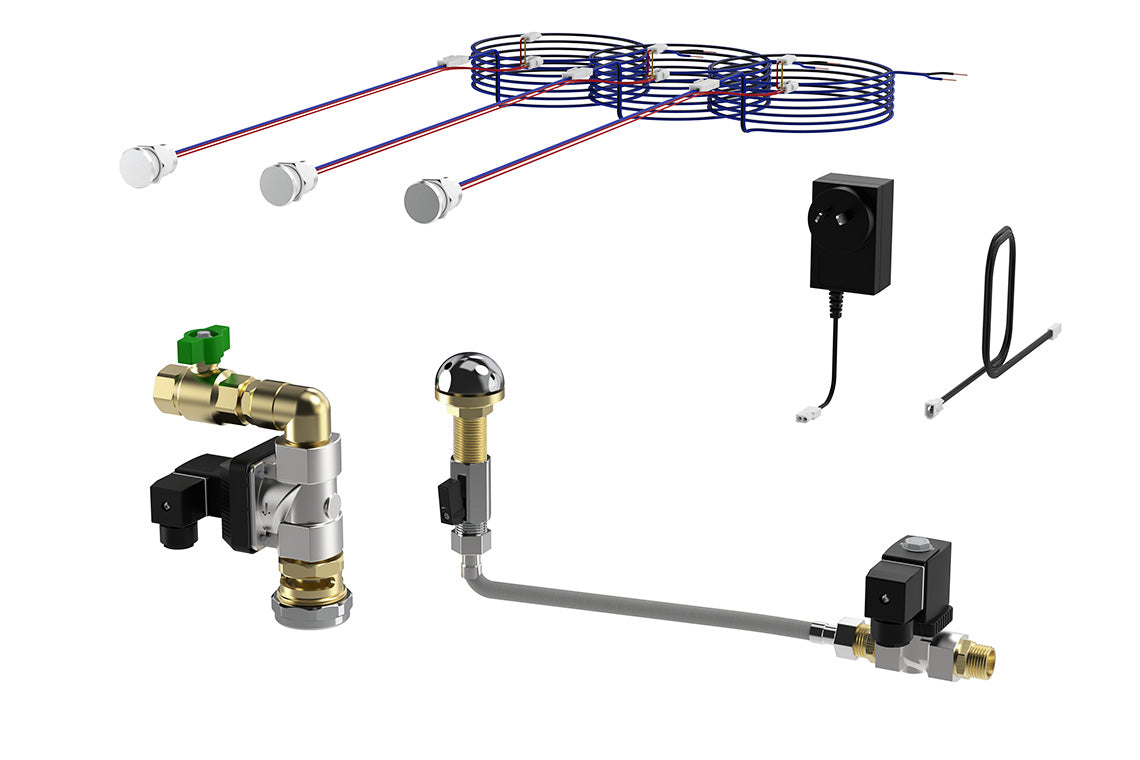 Piezo Operated 90 Degree Dual Flush Valve and Basin Tap with Detention Outlet for Combination Unit