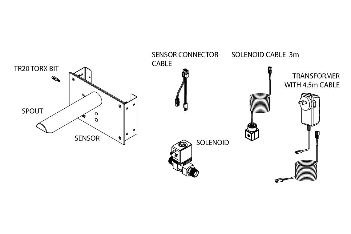 Wall Mounted Sensor Tap: Hands-Free - 205mm Spout