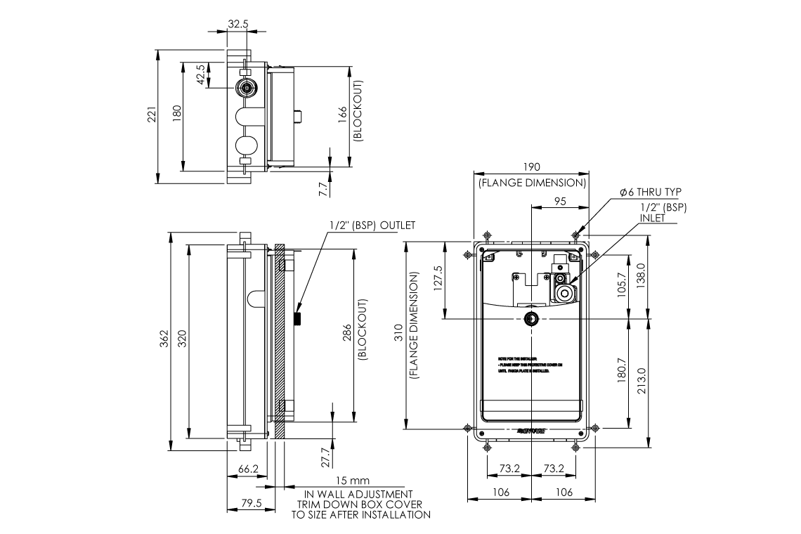Touch-Free Wall Sensor Tap: In-Wall Component - 12V Mains
