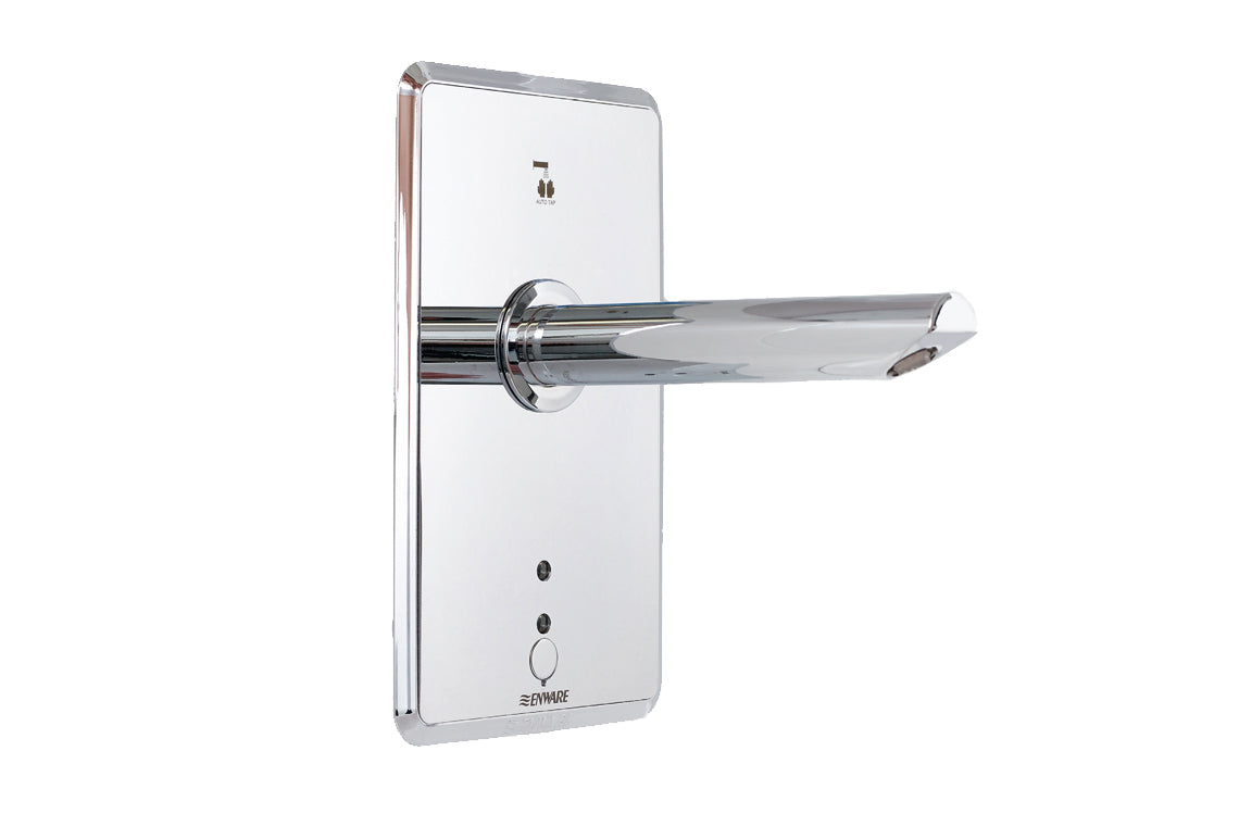 Touch-Free Wall Sensor Tap Auto Sense - Front of Wall Component - 200mm Spout - Mains/Battery 6 Lpm Laminar