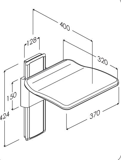 Pressalit Care: PLUS - Folding Seat - Manually Height Adjustable