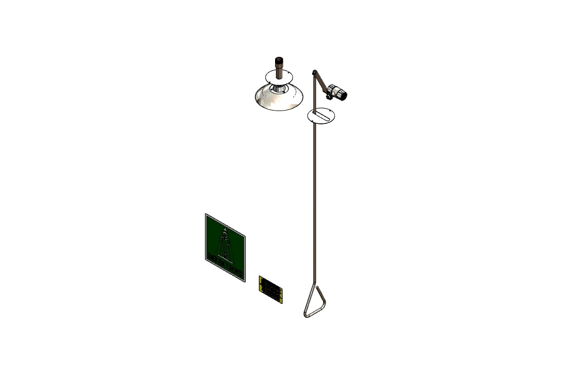 Emergency Ceiling Mounted Hand Operated Deluge Shower Kit with Custom Handle