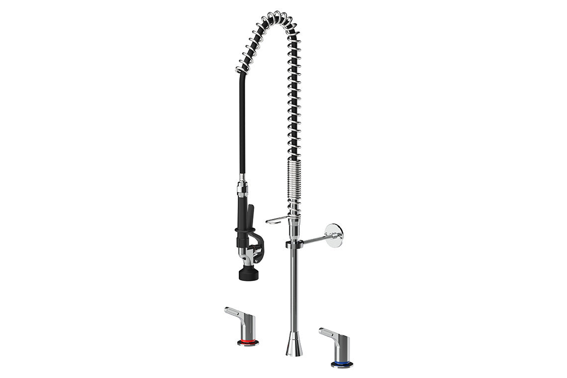 Food Service: Hob Mounted Pre-Rinse Unit with Concealed Mixer Assembly