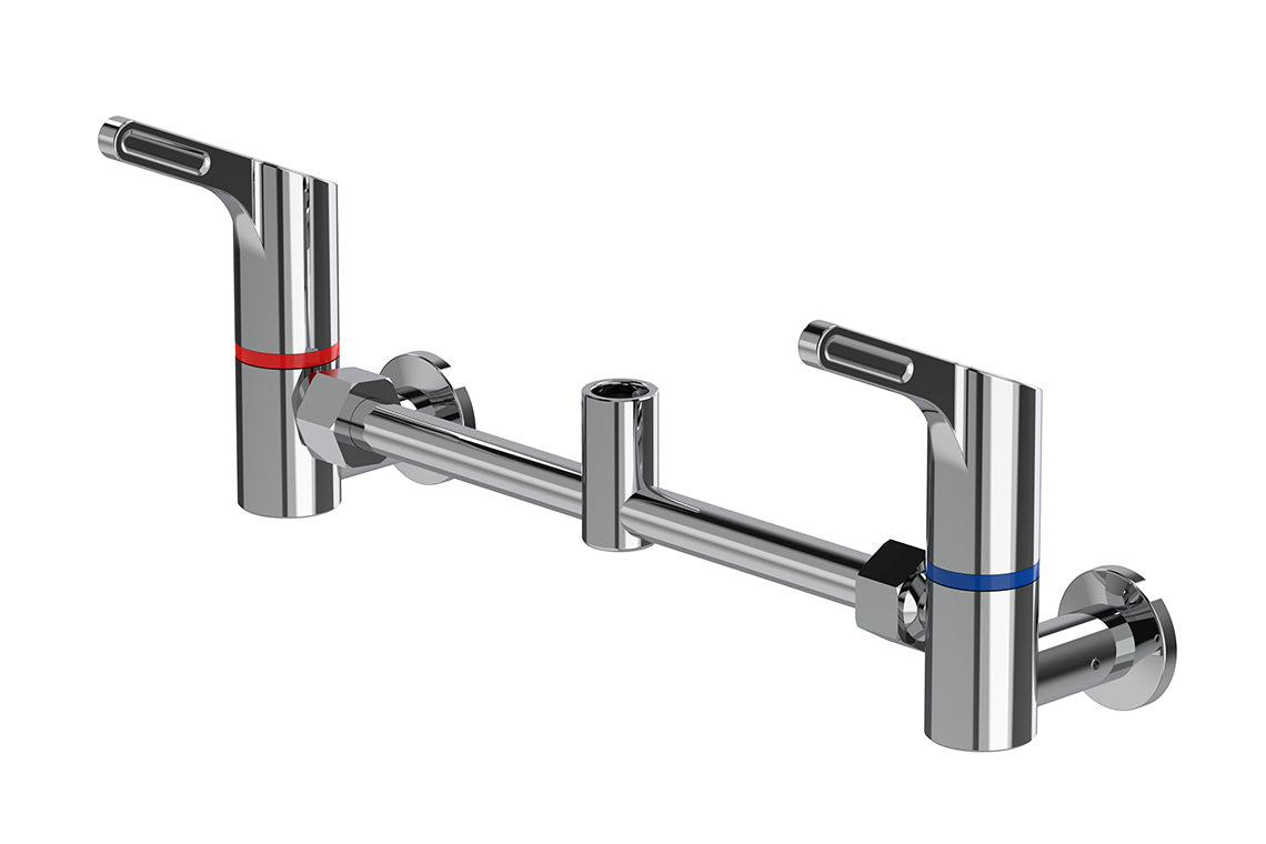 Wall Mounted Adjustable Exposed Mixer Base with 80mm Lever Handles - Jumper Valve