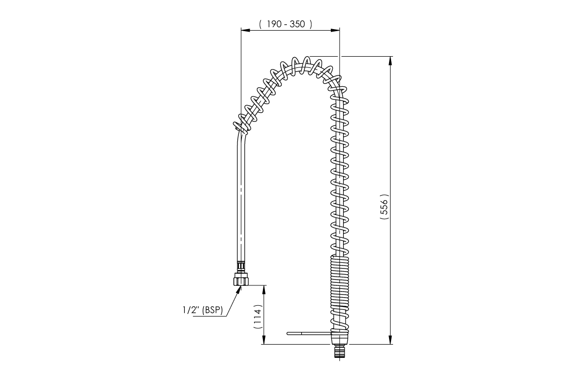 Hose Kit 15mm 1/2 BSP FI x M15 1000mm with Spring Suits Pre April 24