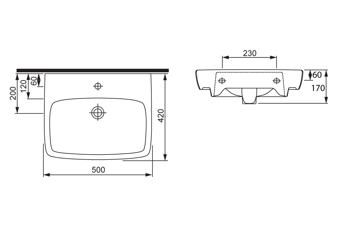 Rectangular Wash Basin 500mm