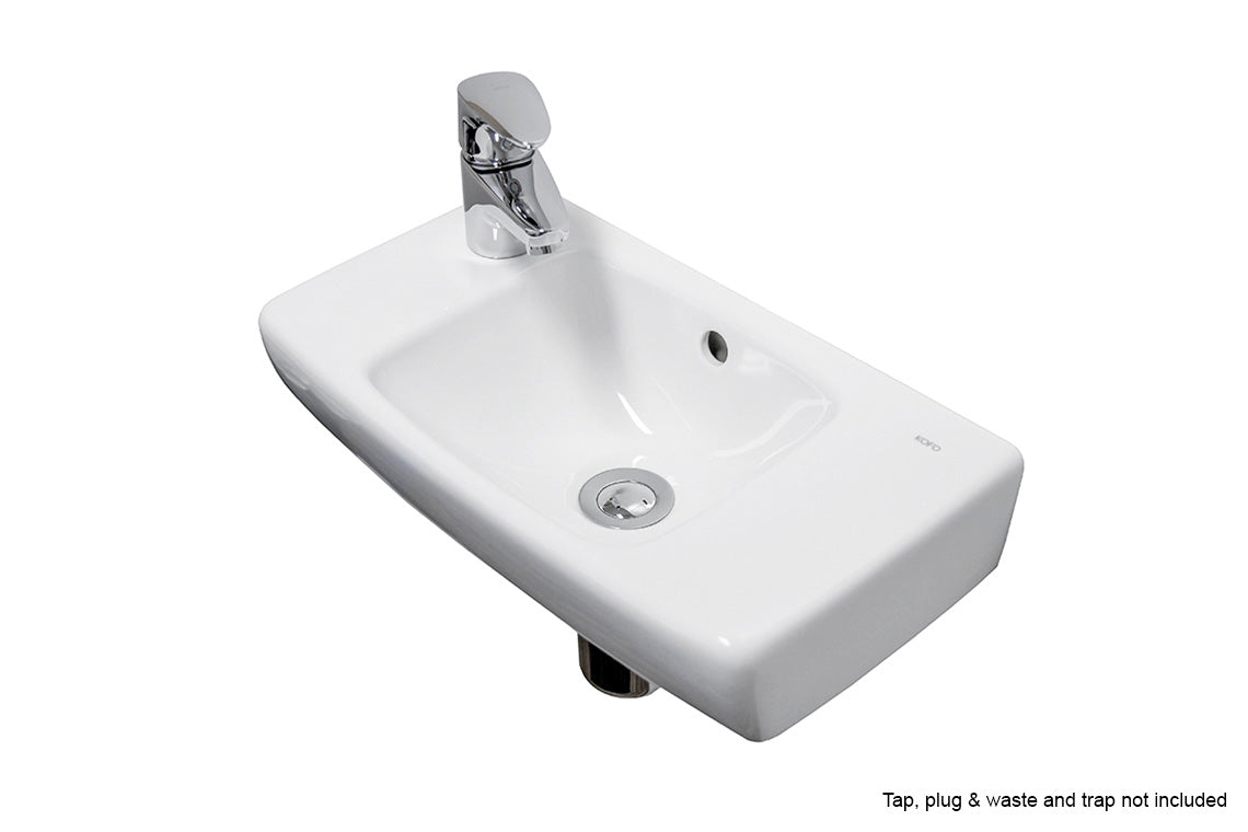 Rectangular Wash Basin 450mm - 1 x Left Hand Taphole 1 x Overflow