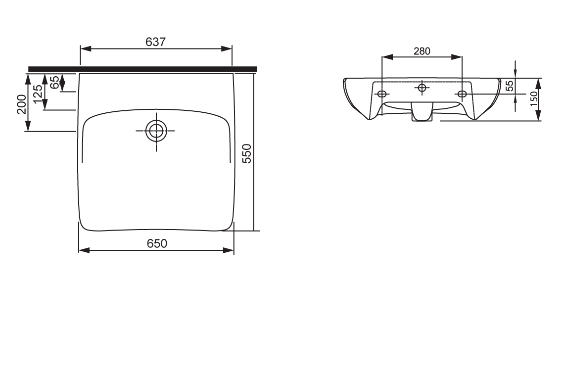 Rectangular HC Basin 650mm