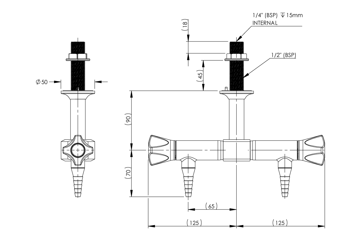 ComLab 2 Way Pendant Needle Valve - Dry Media - Air/ CO2/ HE/ AR/ N2