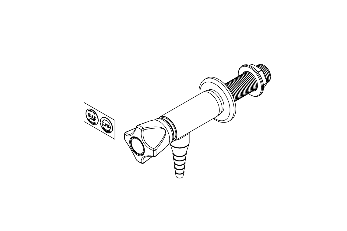 ComLab 90 Degree 1 Way Valve - Push Turn - Natural Gas/LPG