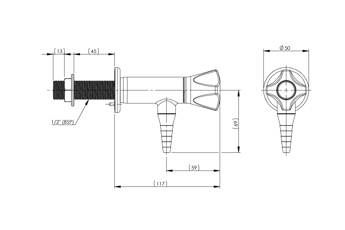 ComLab 90 Degree 1 Way Valve - Ceramic Disc - Water