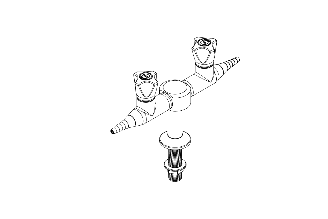 ComLab Bench Mounted 2 Way 180 Degree Needle Valve - Vacuum