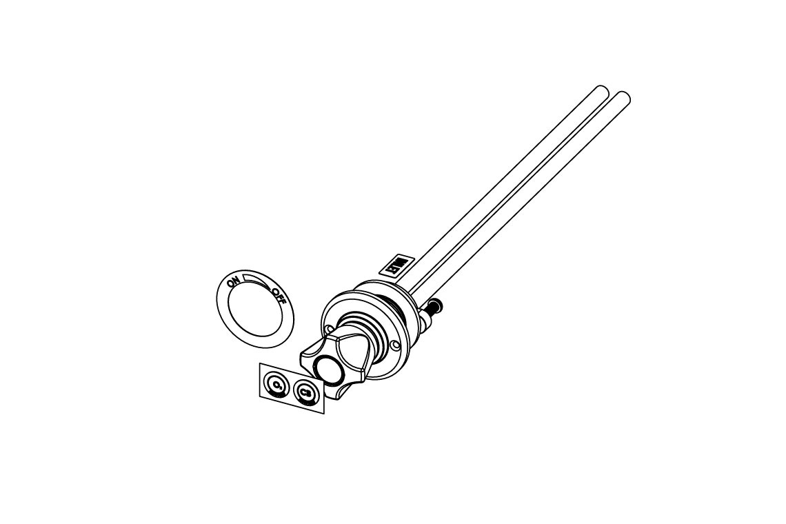 ComLab Front Panel Valve 3/8" x 300mm Copper Inlet/Outlet- Oxygen