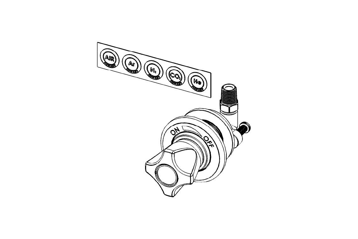 ComLab Front Panel Valve - 90 Degree 1/4" BSPT Inlet/Outlet for Hose Connection - Needle Valve - Dry Media - AIR/ CO2/ HE/ AR/ N2