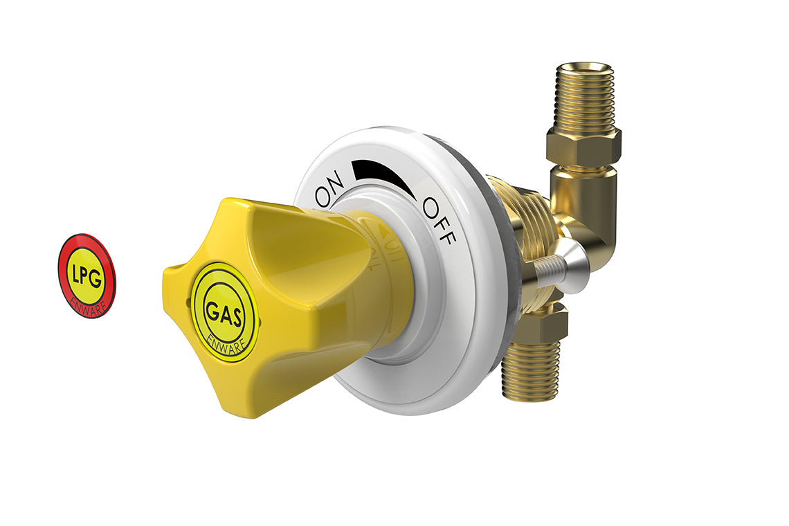 ComLab Front Panel Valve - 90 Degree 1/4" BSPT Inlet/Outlet for Hose Connection - Needle Valve - Natural Gas/LPG