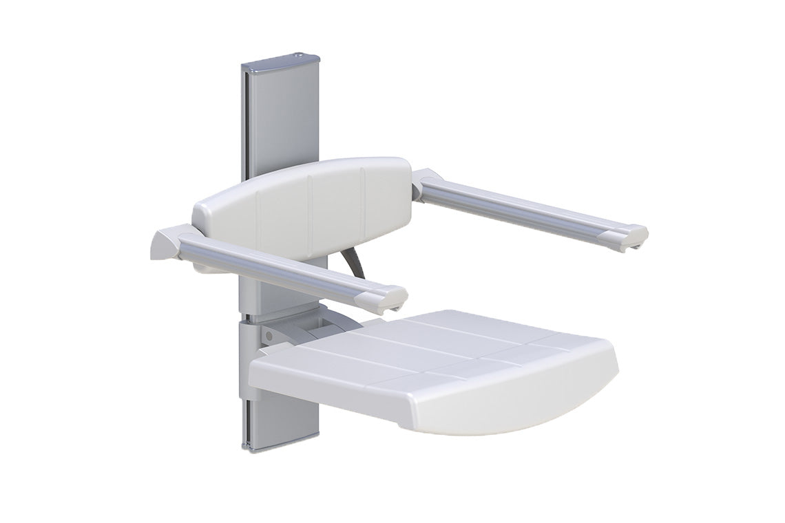 Wall Mounted Shower Seat - Backrest and Armrest - Height Adjustable & PS31-132-00-A