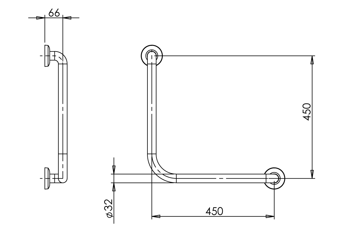 Grab Rails S/S 90 Deg 450X450 (1 X Pair)