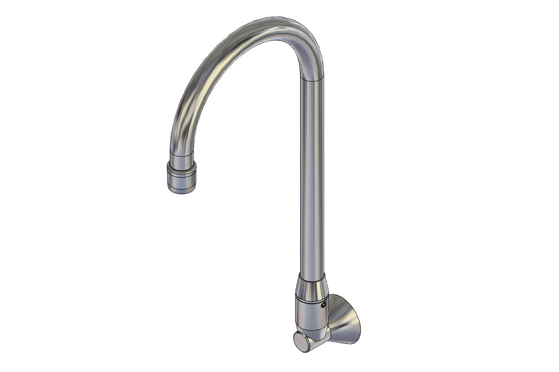 Wall Mounted Curved Swivel Spout 185mm - High Version