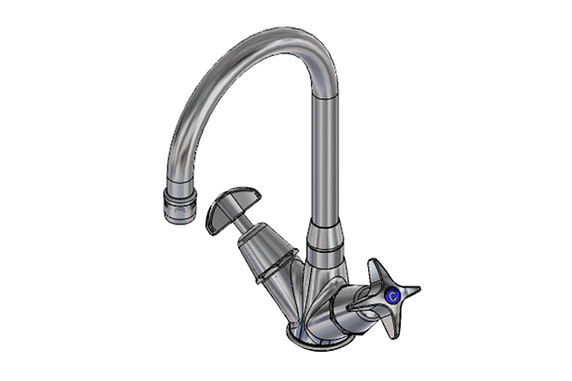 School Pattern Dual Mixer with SP020 Curved Swivel Spout - Jumper Valve & VP370