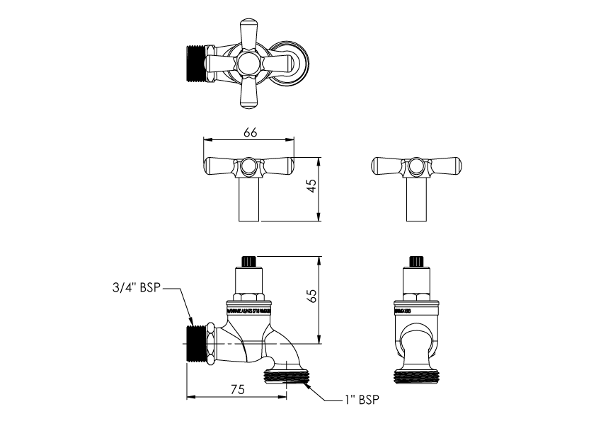 Key Operated Hose Tap - MI 20mm & Key - Jumper Valve