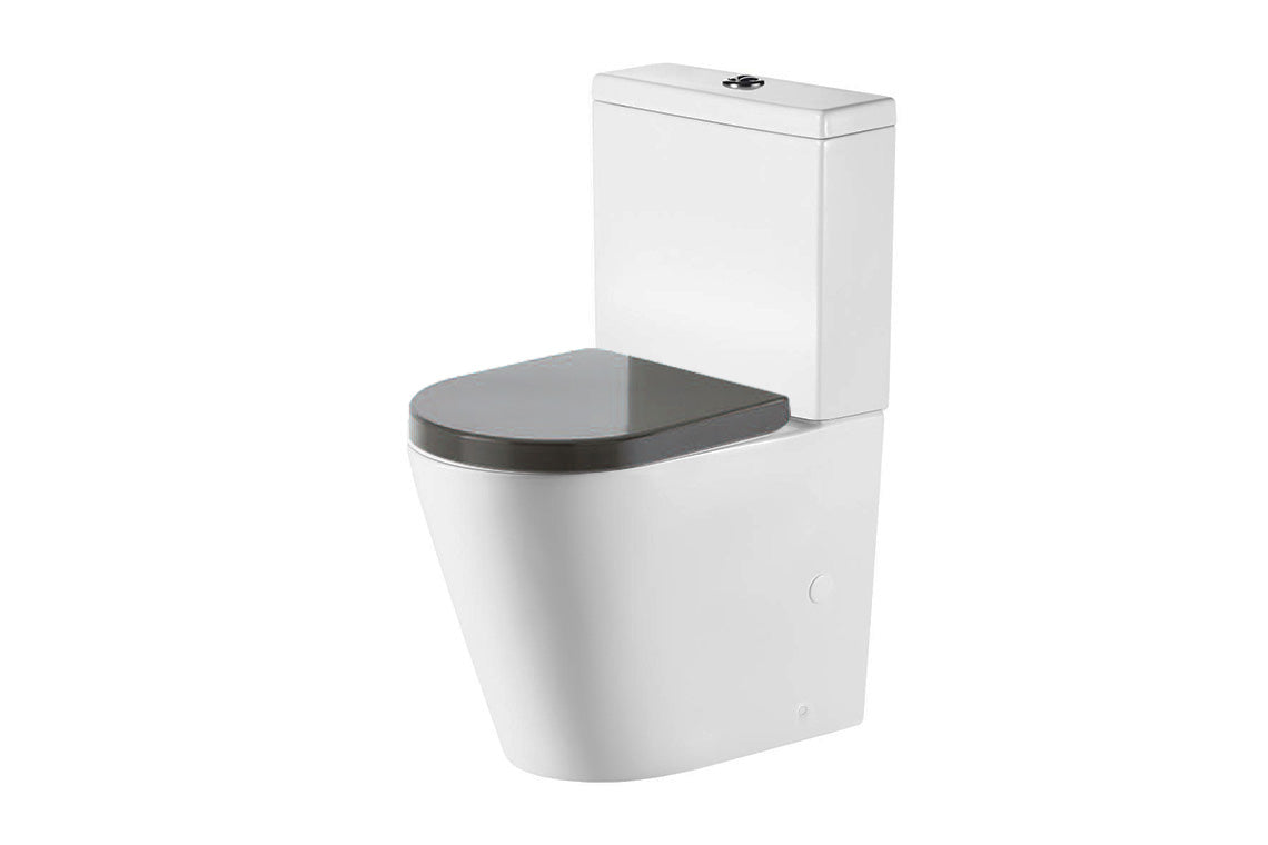 Wellbeing Back-to-Wall Close-Coupled Toilet Suite - Raised Height with Grey Double Flap Soft-Close Seat