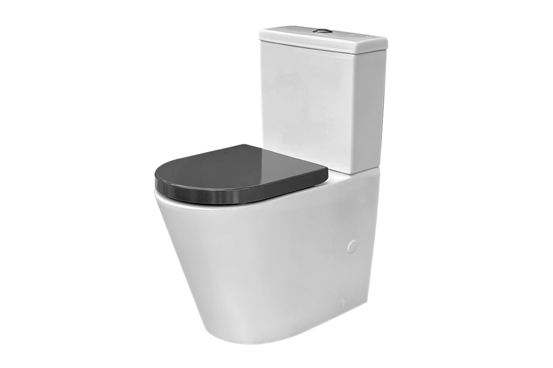 Wellbeing Back-to-Wall Close-Coupled Toilet Suite - Raised Height with Grey Double Flap Soft-Close Seat (1)