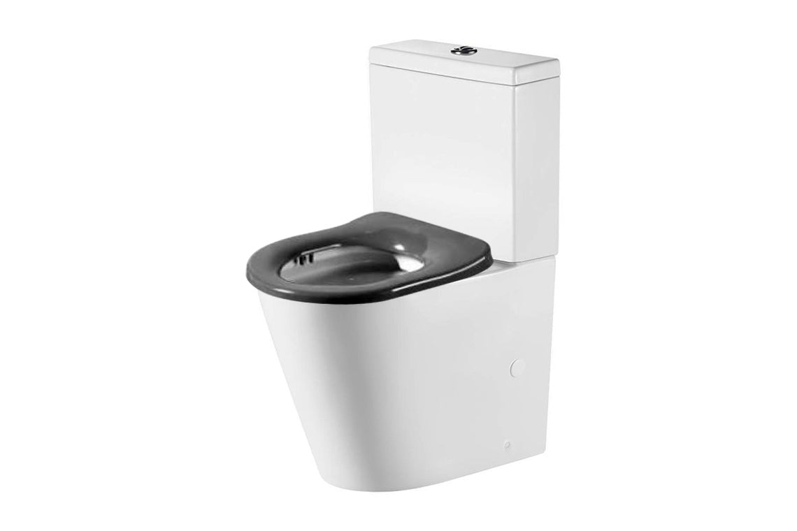 Wellbeing Back-to-Wall Close-Coupled Toilet Suite - Raised Height with Grey Single Flap Seat